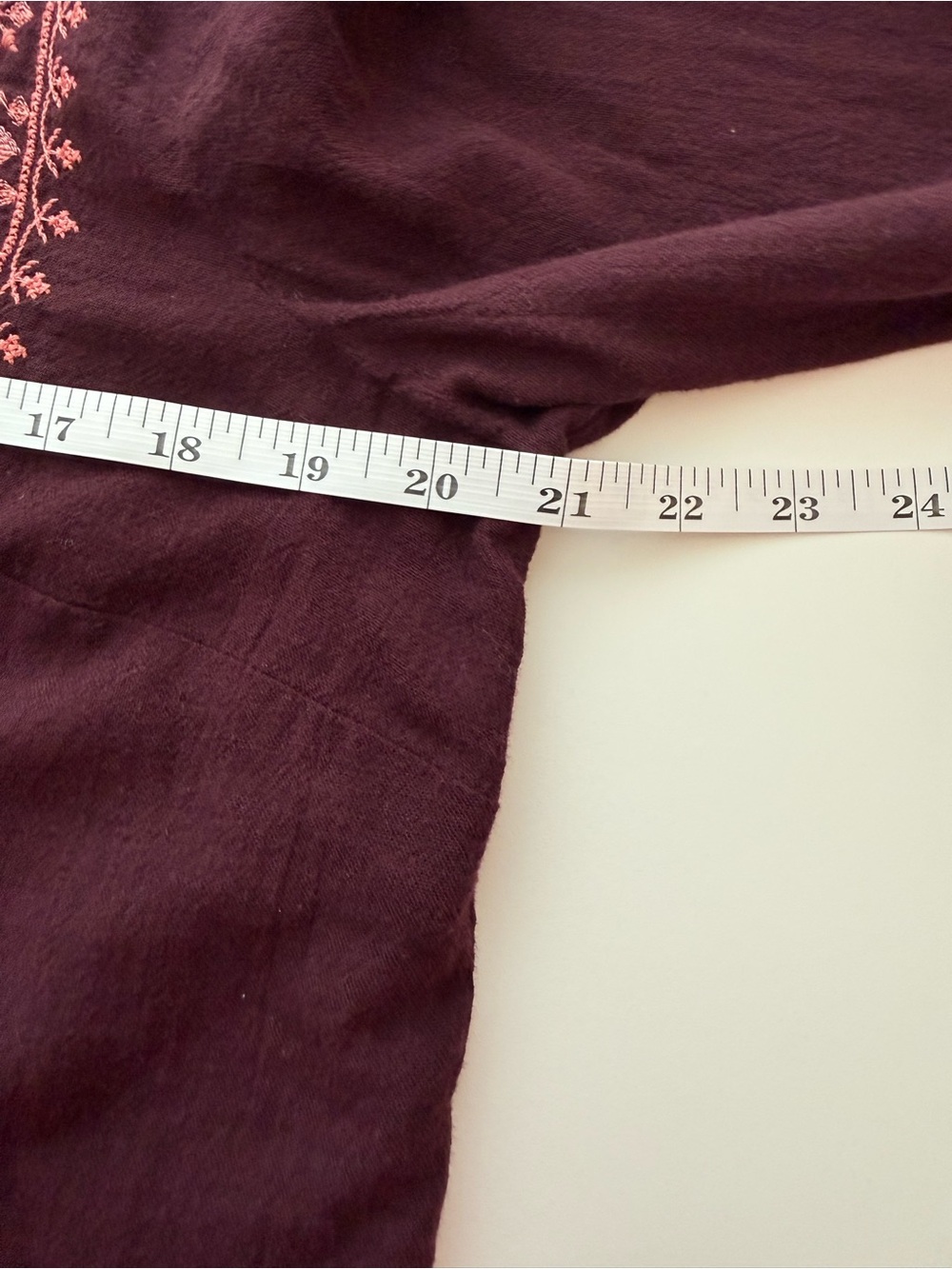 J.Jill Pure Jill Burgundy Embroidered Top Size Medium - Picture 8 of 9